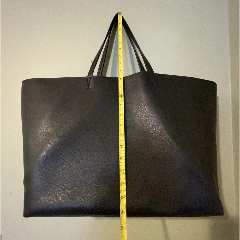 Victoria's Secret Black Pebbled Faux Leather Large‎ Tote Bag with Tinsel Tassel